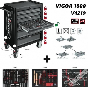 Wózek warsztatowy VIGOR - V4219 (248 narzędzi)