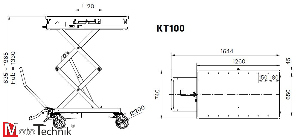 Mobilny stół RAVAGLIOLI - KT100 - 1000 kg