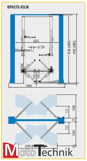 Podnośnik hydrauliczny dwukolumnowy RAVAGLIOLI KPH 370.45 LIK+VARKPH370.45LIK/T