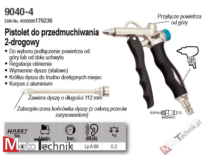 Pistolet do przedmuchiwania 2-drogowy HAZET 9040-4