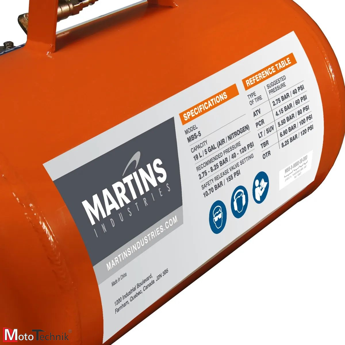 MARTINS Inflator MBS-5 do napełniania serwisowanych kół 19 L