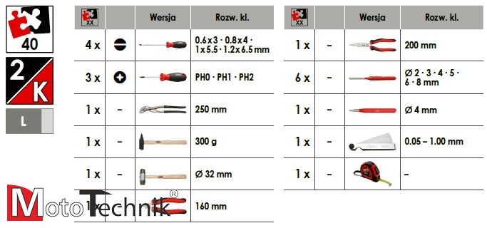 Zestaw młotków, szczypiec i wkrętaków VIGOR V5634