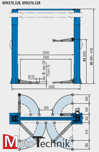 Podnośnik hydrauliczny dwukolumnowy RAVAGLIOLI KPH 370.32 K +VARKPH370.32KX2/T