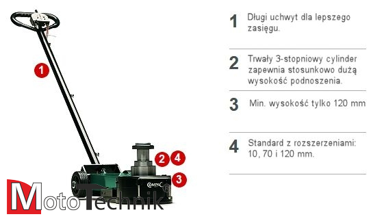 Podnośnik punktowy hydrauliczno-pneumatyczny COMPAC A5816-C - 58/32/16t