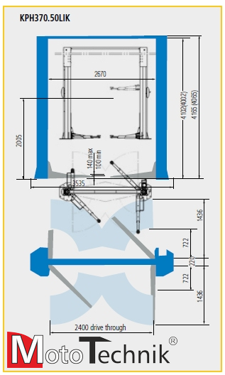 Podnośnik hydrauliczny dwukolumnowy RAVAGLIOLI KPH 370.50 LIK