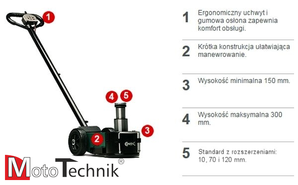 Podnośnik punktowy hydrauliczno-pneumatyczny COMPAC A3216-C  - 32/16t