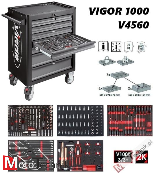 Wózek warsztatowy VIGOR - V4560 (344 narzędzi)