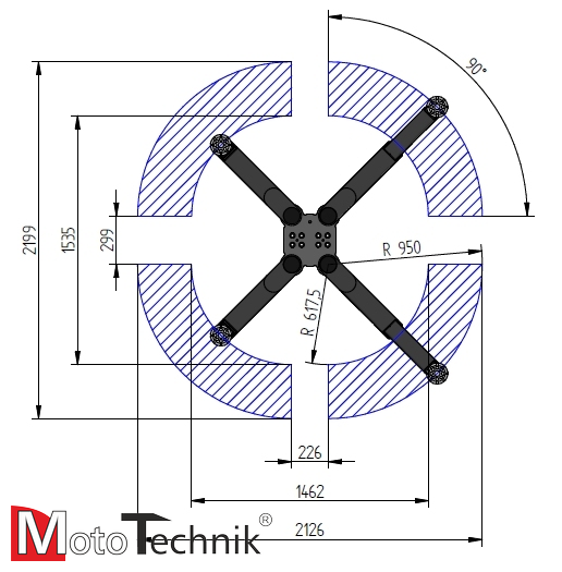 Podnośnik 1-stemplowy NUSSBAUM Top Lift 1.35 TL-X (komplet) - ramiona