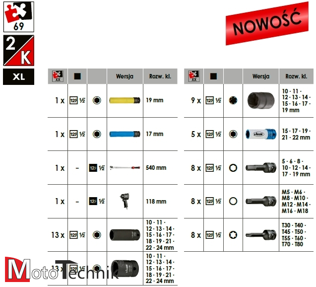 Zestaw kluczy nasadowych udarowych (XL) VIGOR V6015