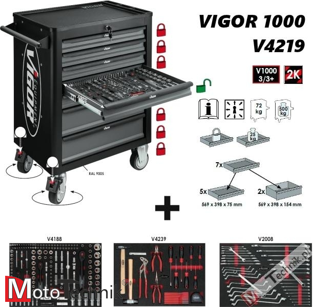 Wózek warsztatowy VIGOR - V5055 (317 narzędzi)