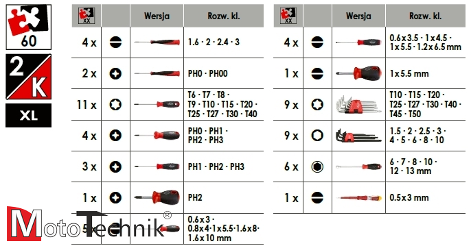 Zestaw wkrętaków (XL) VIGOR V5170