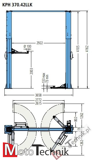 Podnośnik hydrauliczny dwukolumnowy RAVAGLIOLI KPH 370.42 LLK+VARKPH370.42LIK/T