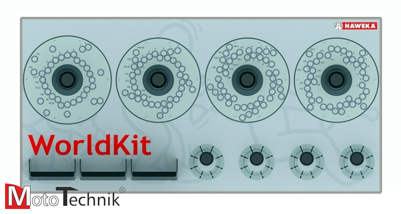 Zestaw płyt dociskowych WORLD KIT II do średnicy wałka 40 mm z uchwytem PowerClamp - HAWEKA (203 018 405)