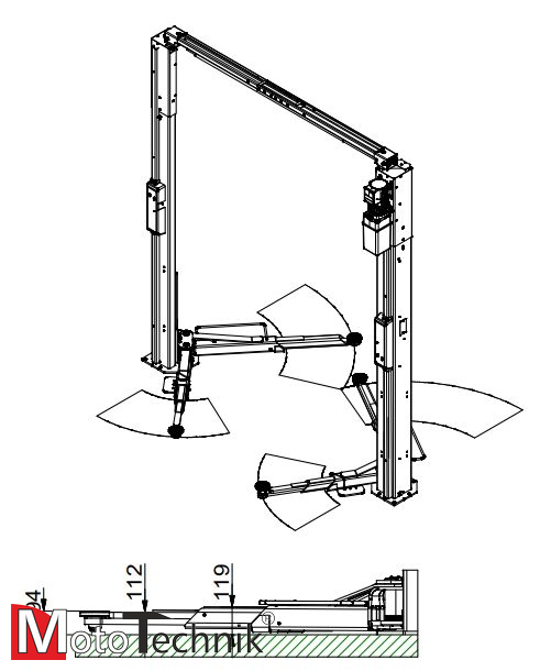 Podnośnik hydrauliczny 2-kolumnowy ROTARY SPOA3TS-5-EH2 (3,5 t.)