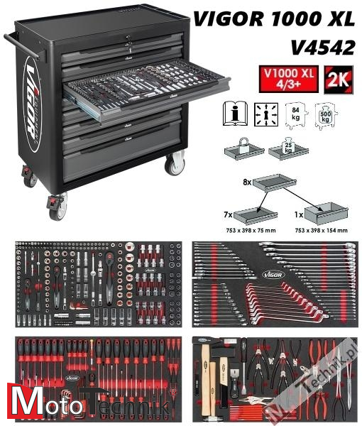 Wózek Warsztatowy VIGOR - V4542 (375 narzędzi)