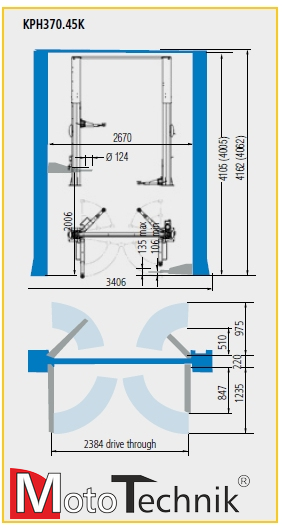 Podnośnik hydrauliczny dwukolumnowy RAVAGLIOLI KPH 370.45 K