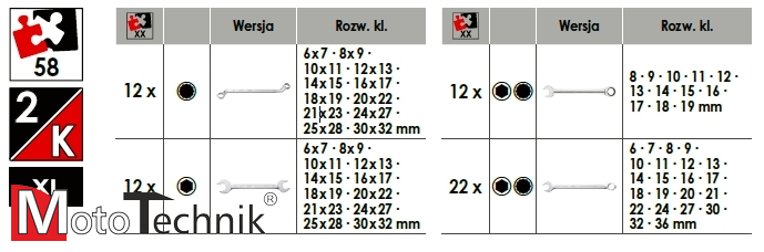 Zestaw kluczy płasko-oczkowych i płaskich dwustronnych oczkowych (XL) VIGOR V6650