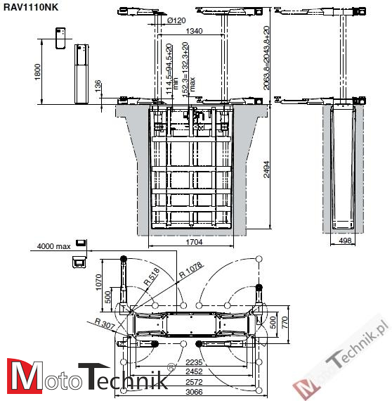 Podnośnik stemplowy RAVAGLIOLI 1110 LR (ramiona)