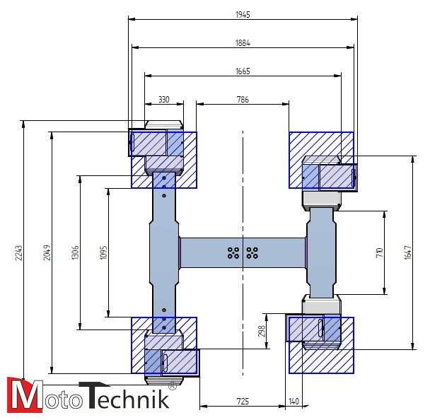 Podnośnik 1-stemplowy NUSSBAUM Top Lift 1.35 TL H midi (komplet) - podprogowy